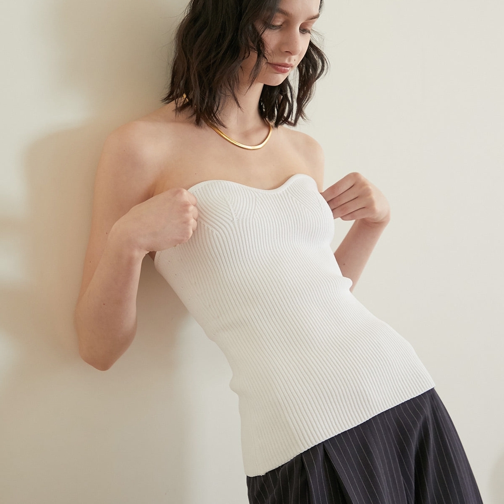 Pixie Market Ribbed Stretch-Knit Top Khaite Inspired Sz S